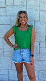 Kelly Green Ruffle Top