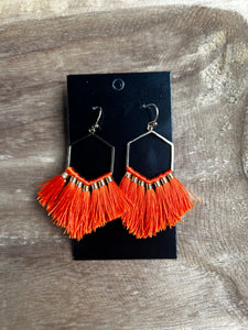 Orange Fan Earrings