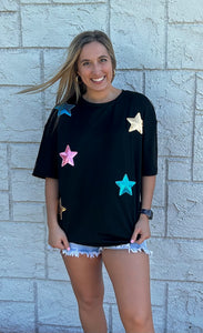 Oversized Embroidered Star Tee