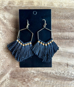 Black Fan Earrings