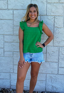 Kelly Green Ruffle Top