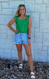 Kelly Green Ruffle Top