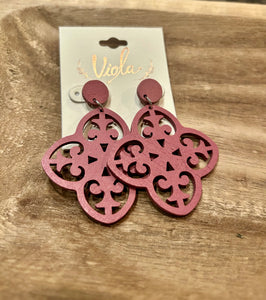 Wooden Mauve Earrings