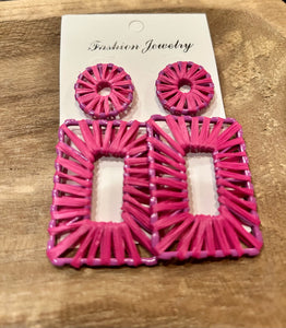 Pink Woven Earrings