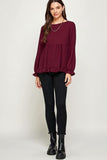 Maroon Long Sleeve Blouse