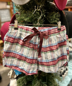 Maroon Plaid Lounge Shorts