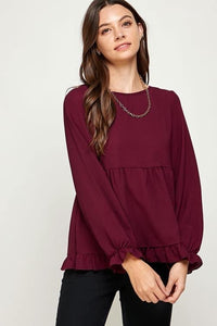 Maroon Long Sleeve Blouse