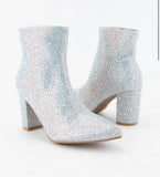 Silver Rhinestone Booties