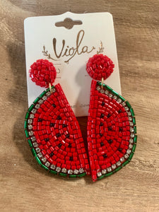 Watermelon Beaded Earrings