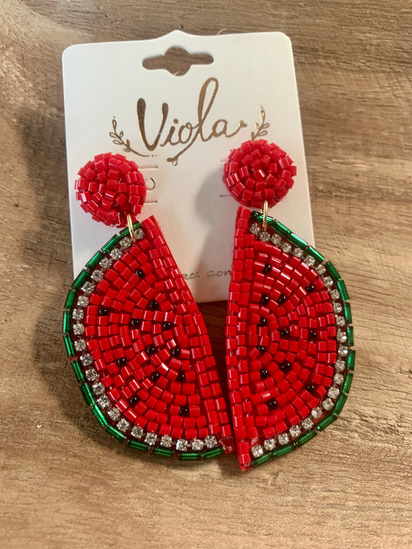 Watermelon Beaded Earrings