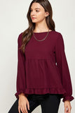 Maroon Long Sleeve Blouse