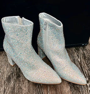 Silver Rhinestone Booties